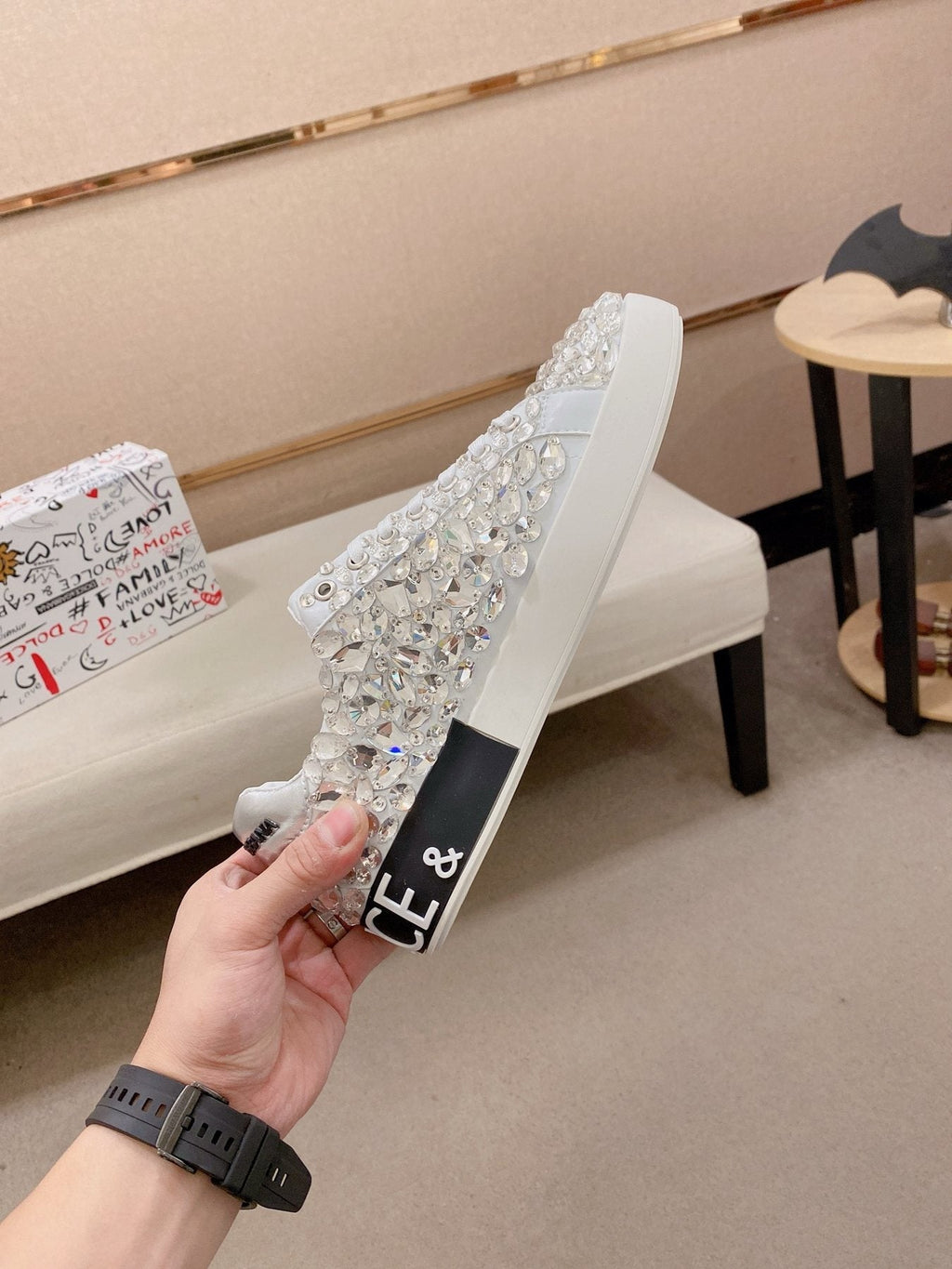 Dolce & Gabbana Crystal-Embellished Low-Top Sneakers — back