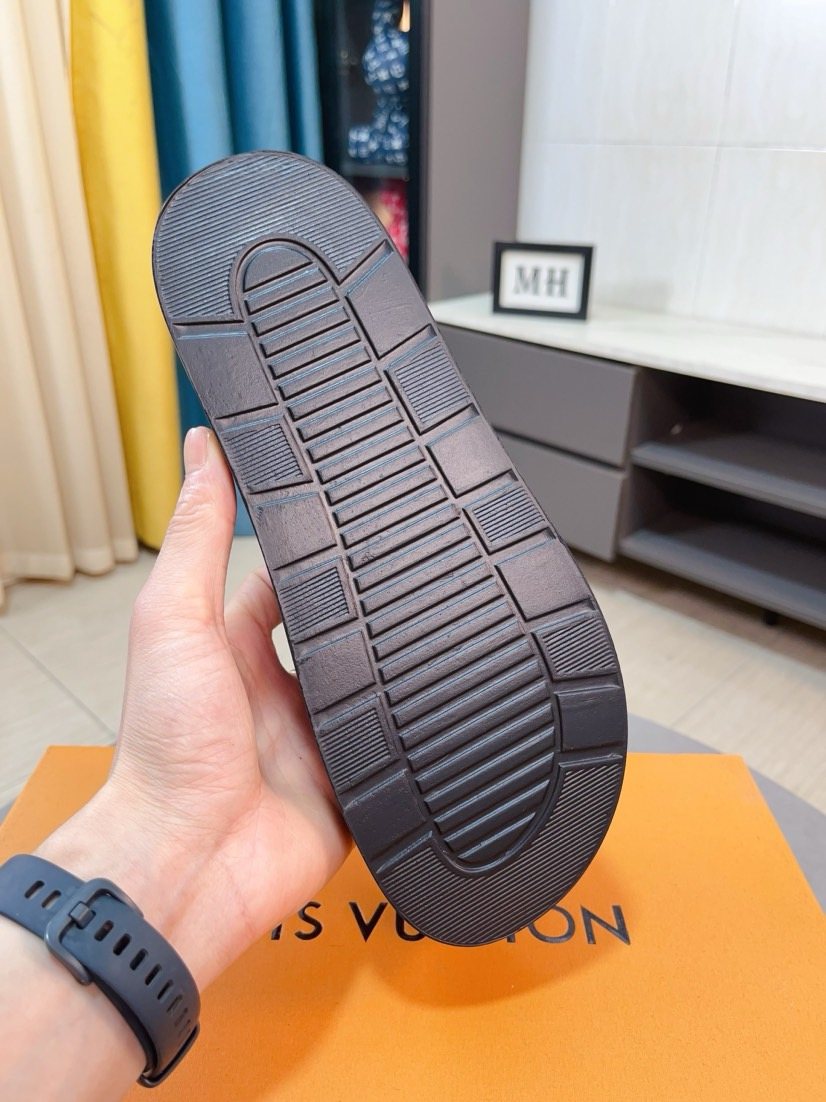 Louis Vuitton Brown Monogram Slide Sandals — back