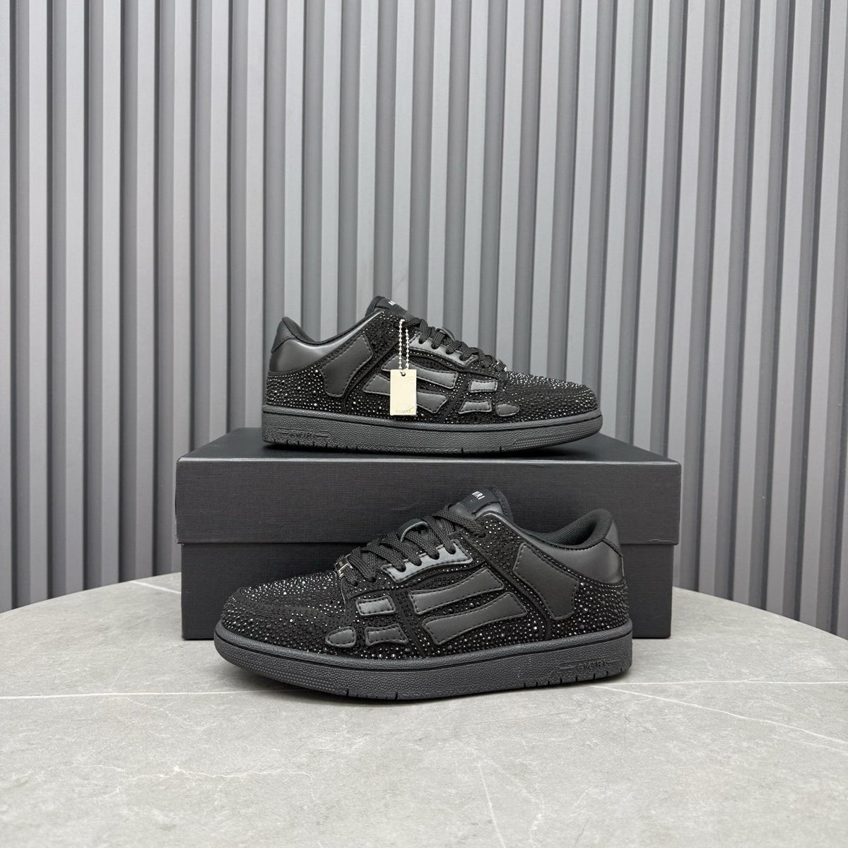 AMIRI Black Embellished Low-Top Sneakers — side