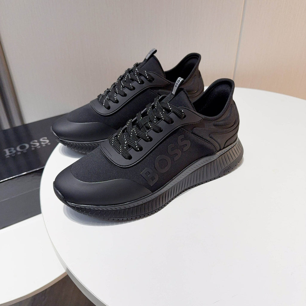 BOSS Black Knit-Look Low-Top Sneakers — hero