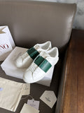Valentino White and Green Studded Low-Top Sneakers — front
