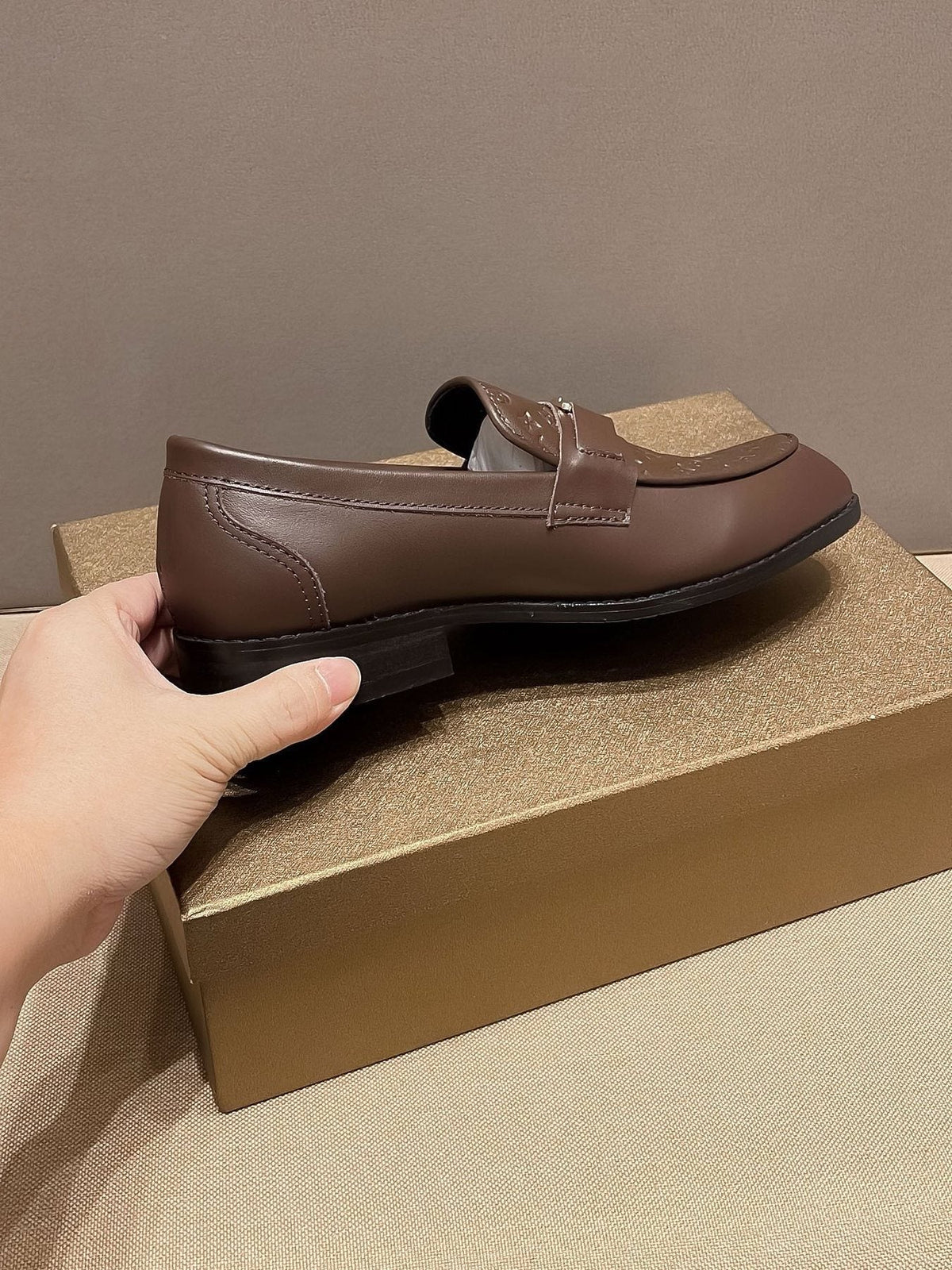 Louis Vuitton Brown Buckle Slip-On Dress Shoes — side