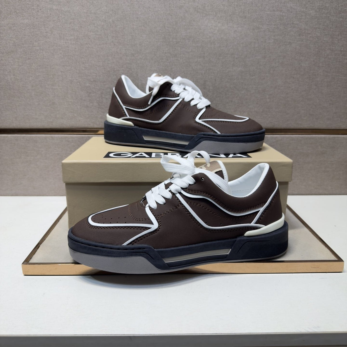 Dolce & Gabbana Dark Brown Trim Sneakers — front