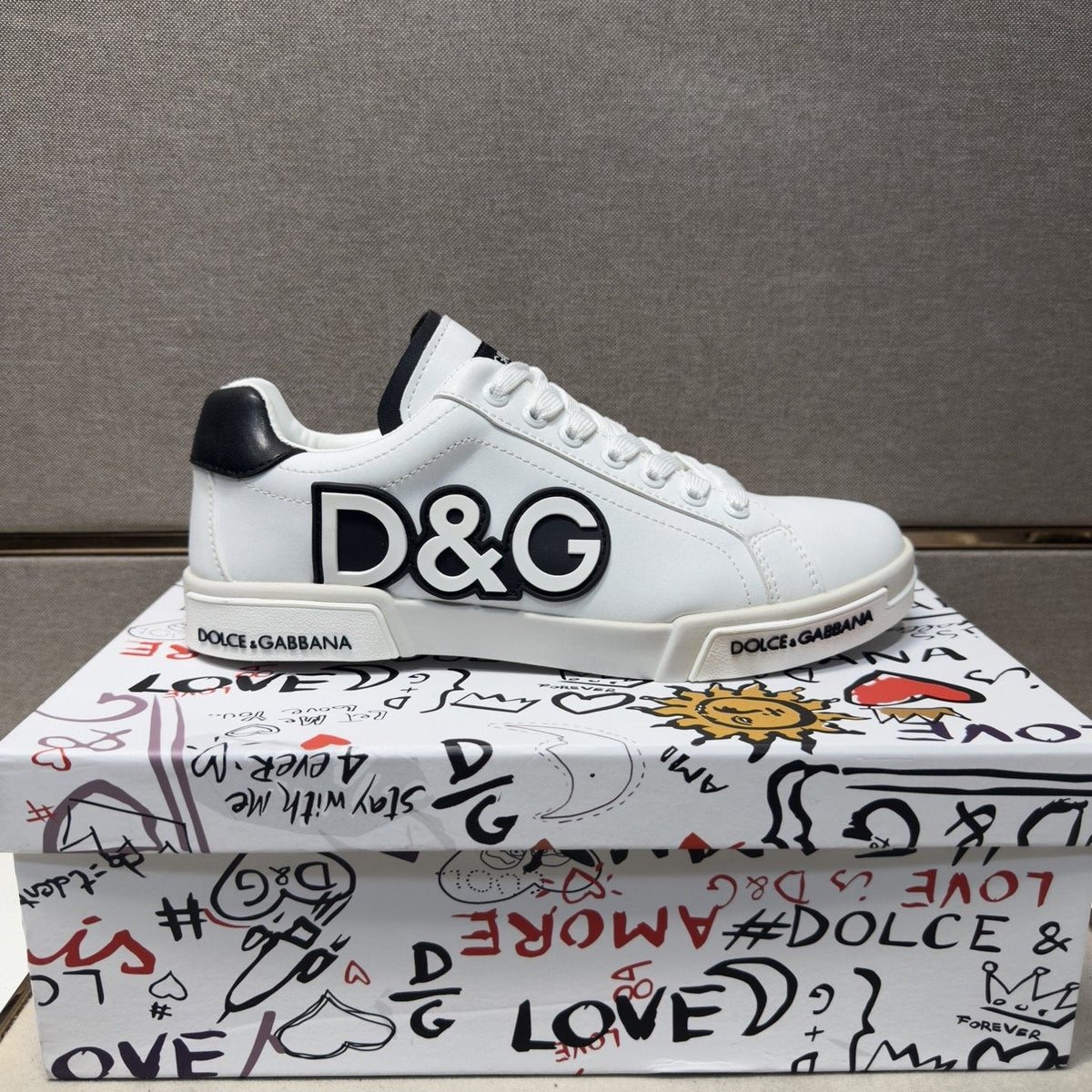 Dolce & Gabbana White Logo Low-Top Sneakers — hero