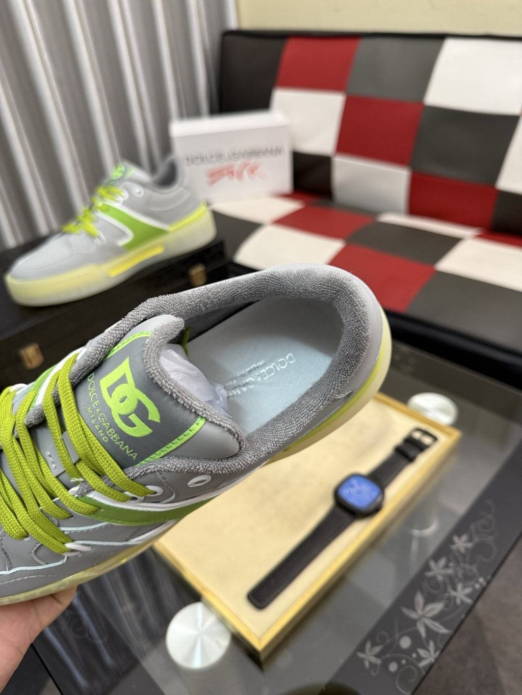 Dolce & Gabbana Lime Accent Low-Top Sneakers — side