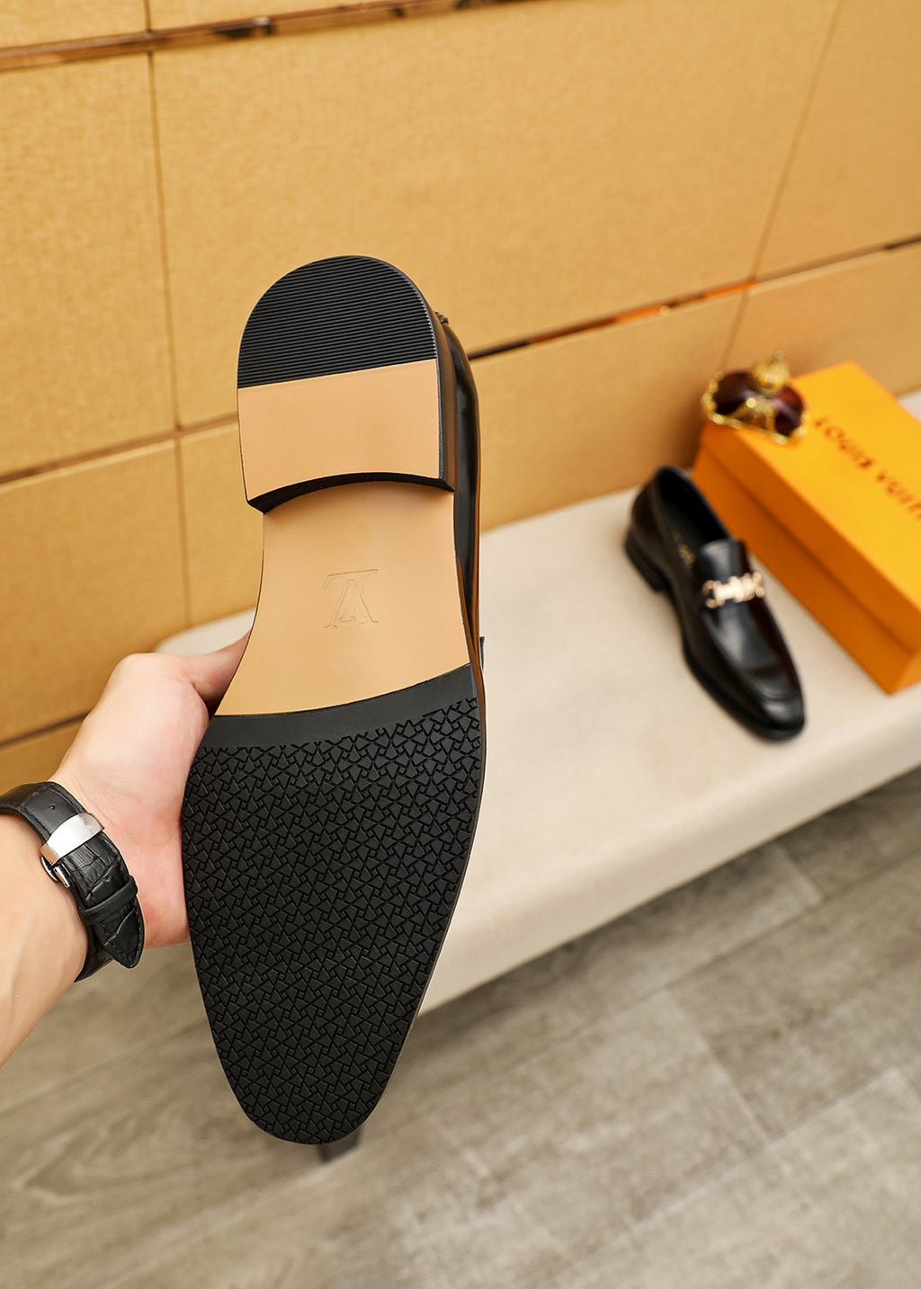Louis Vuitton Black Buckle Loafers — side
