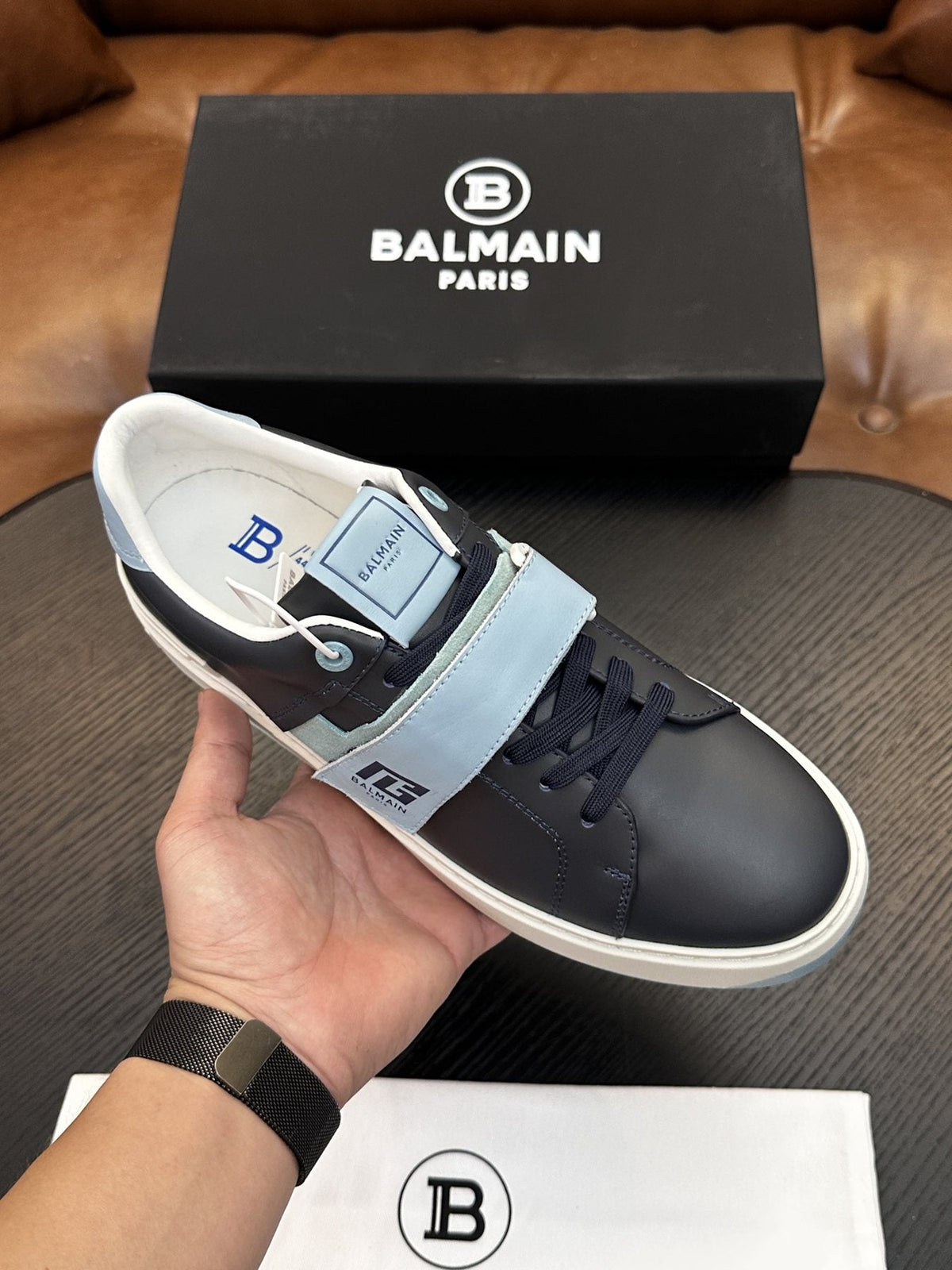 Balmain B-Skate Strap Sneakers — front