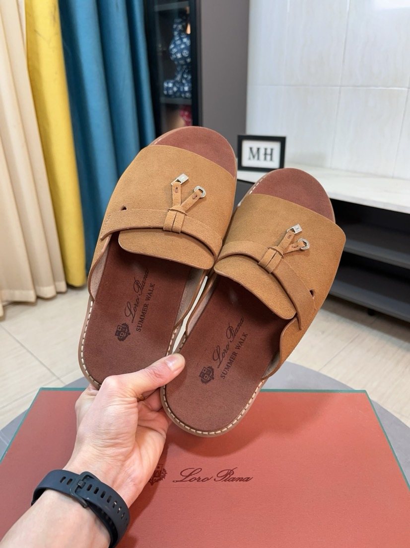 Loro Piana Buckle Slide Sandals — front