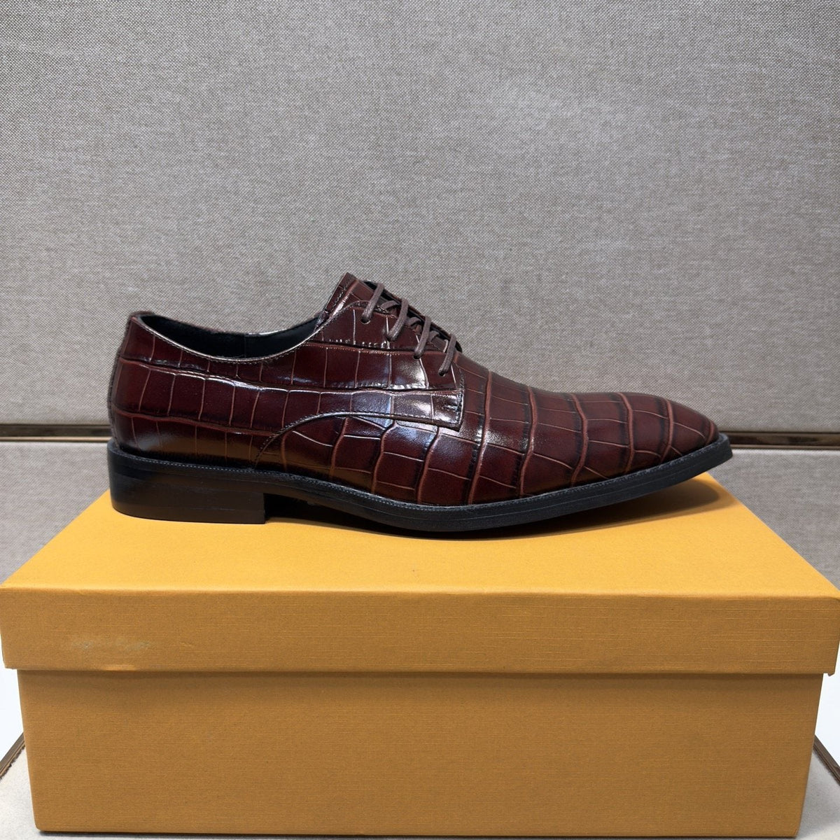 Louis Vuitton Crocodile-Embossed Lace-Up Dress Shoes — front