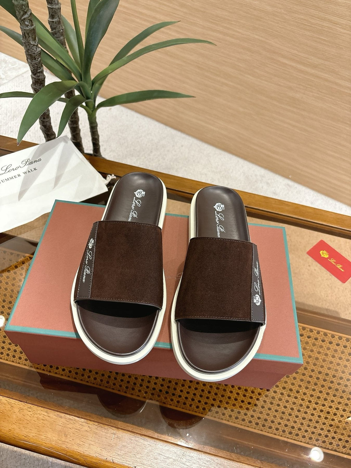 Loro Piana Wide-Strap Slide Sandals — front