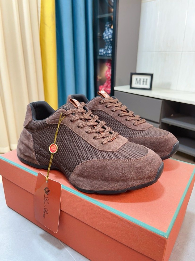 Loro Piana Mesh Lace-Up Sneakers — front