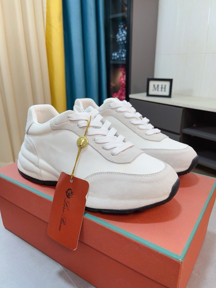 Loro Piana Mesh Lace-Up Sneakers — front