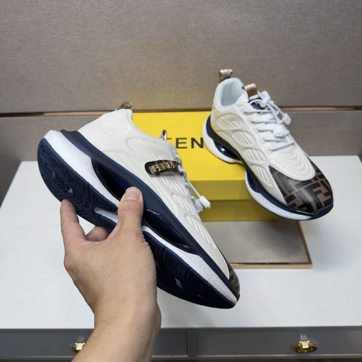Fendi Patterned Toe Low-Top Sneakers — model