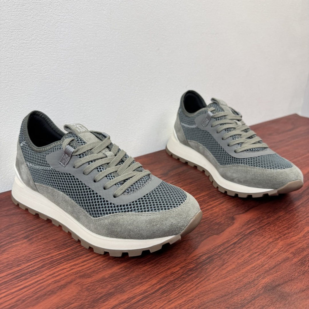 Brunello Cucinelli Mesh and Suede Sneakers — front