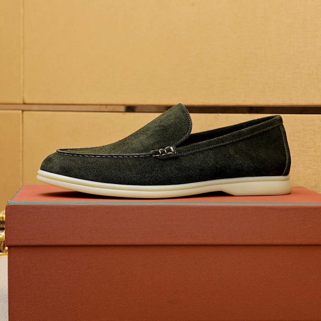 Loro Piana Suede Slip-On Loafers — front