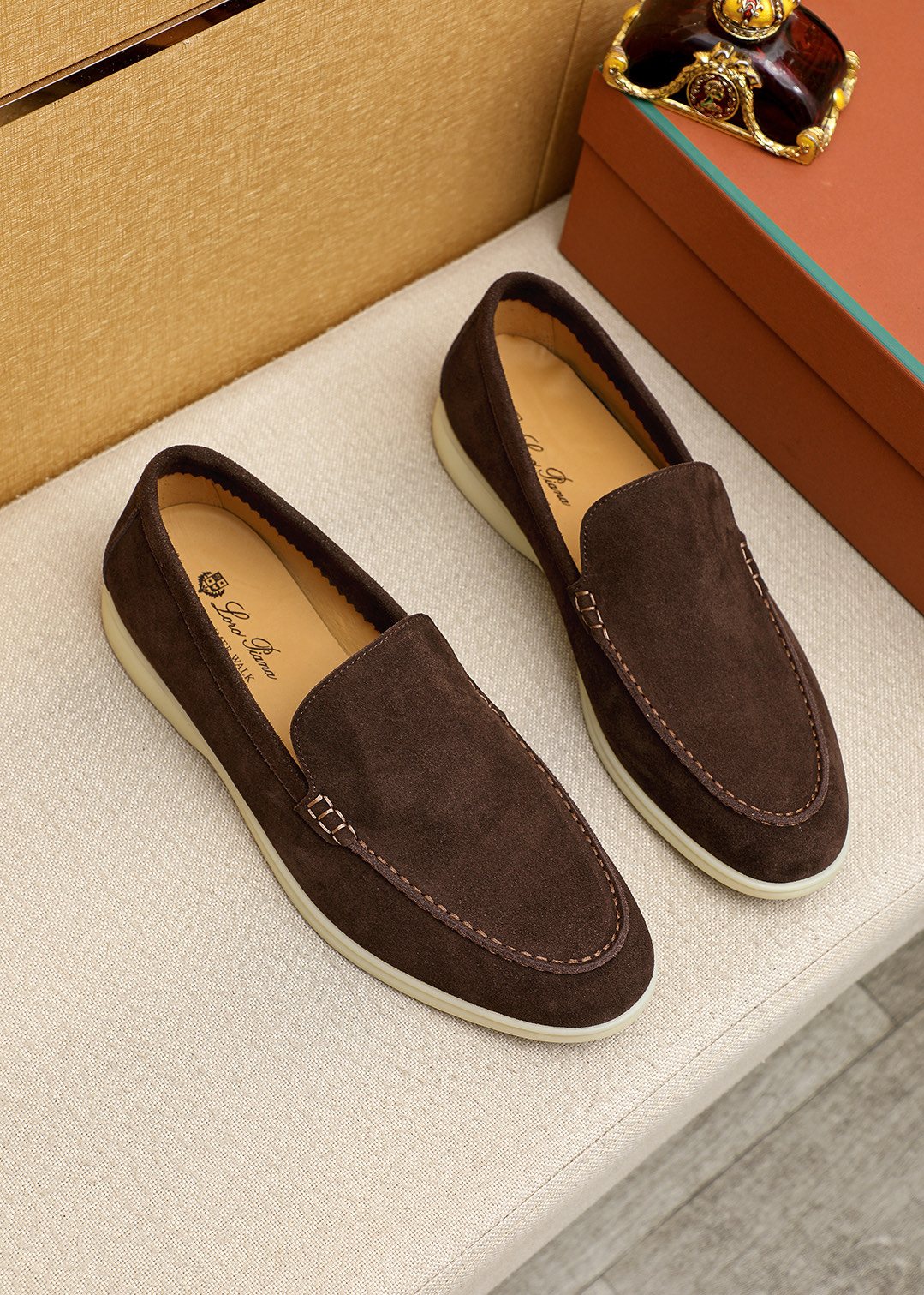 Loro Piana Suede Slip-On Loafers — front