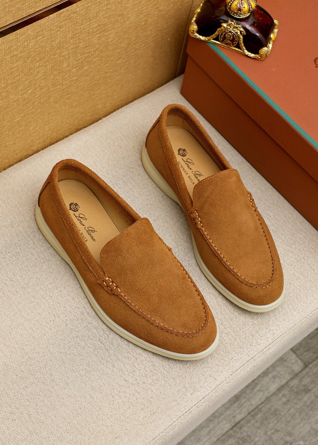 Loro Piana Suede Slip-On Loafers — front