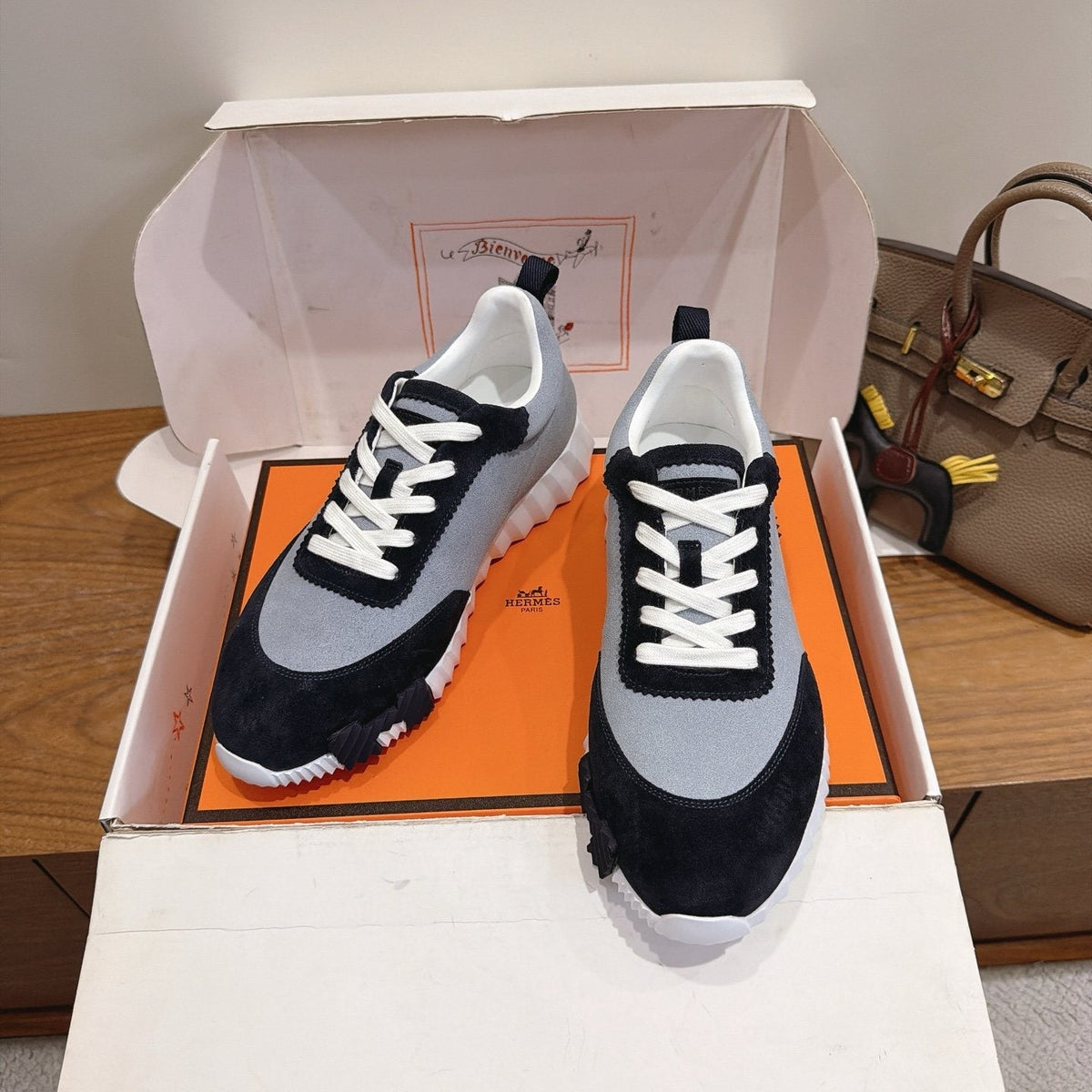 Hermès Paneled Low-Top Sneakers — front