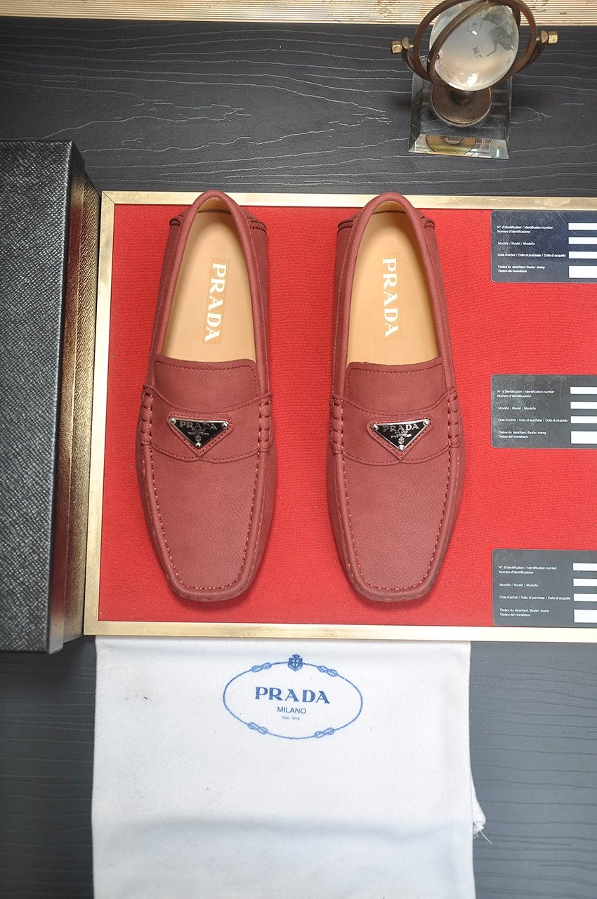 PRADA Stitched Driving Loafers — front