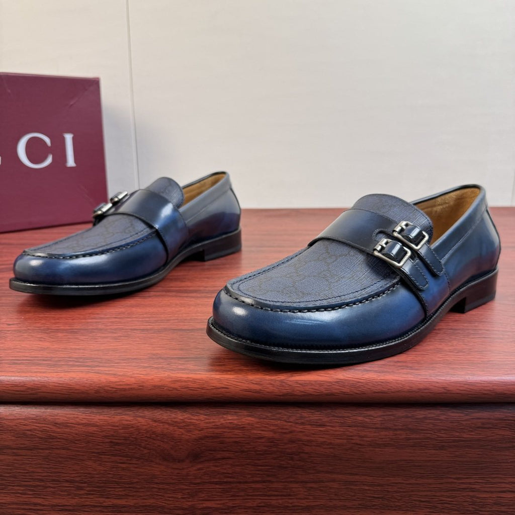 Gucci Black Double Buckle Loafers — side