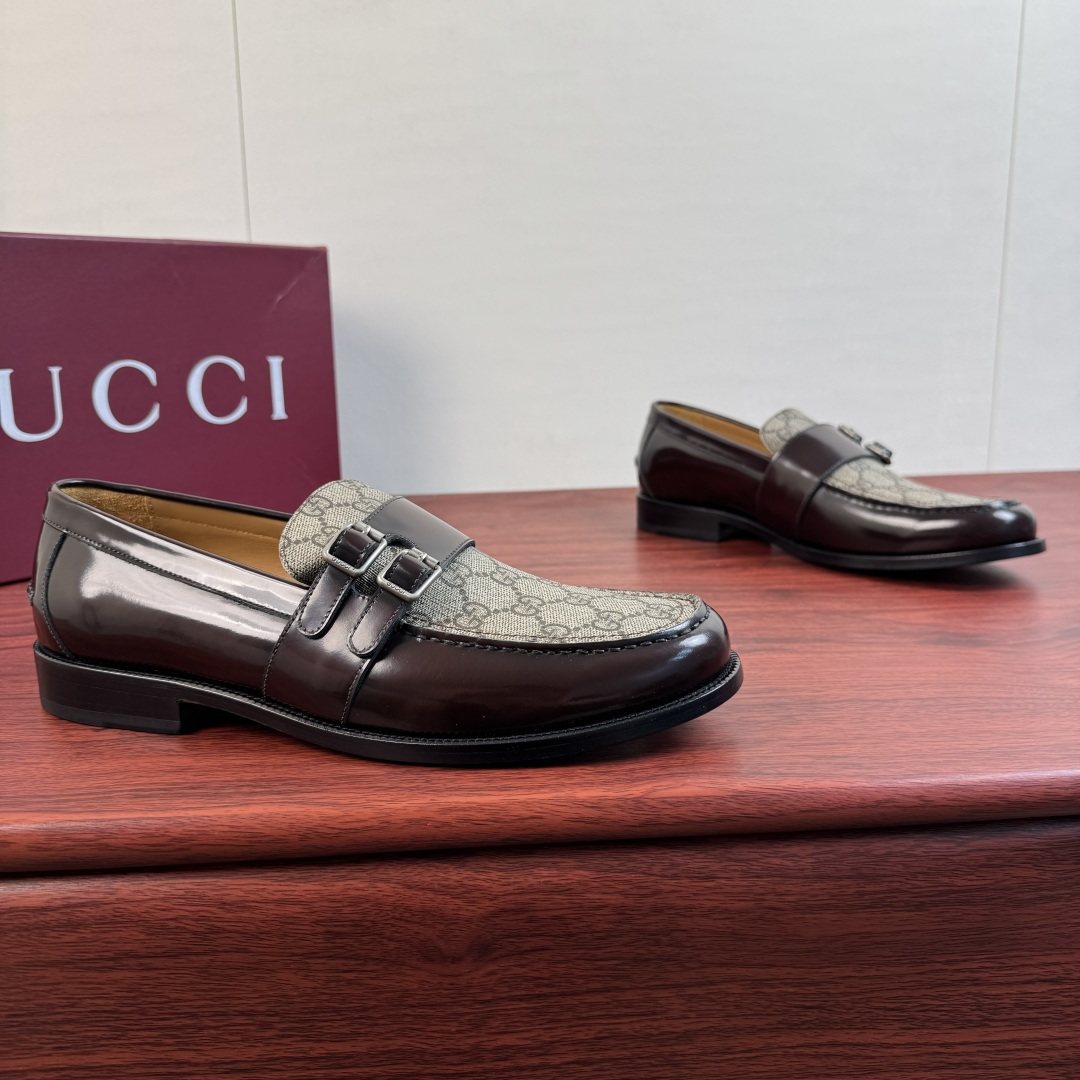 Gucci Black Double Buckle Loafers — front