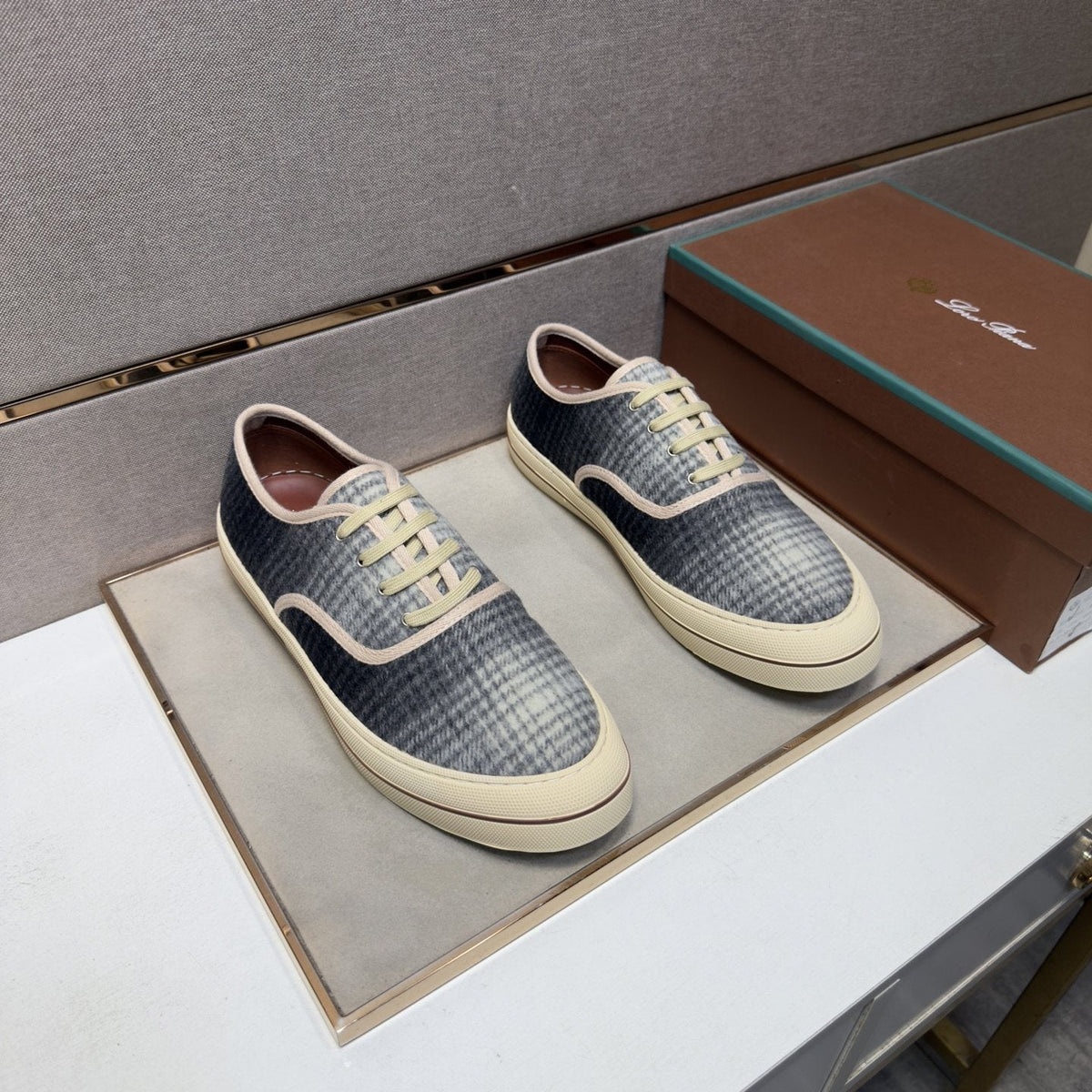 Loro Piana Plaid Low-Top Sneakers — front