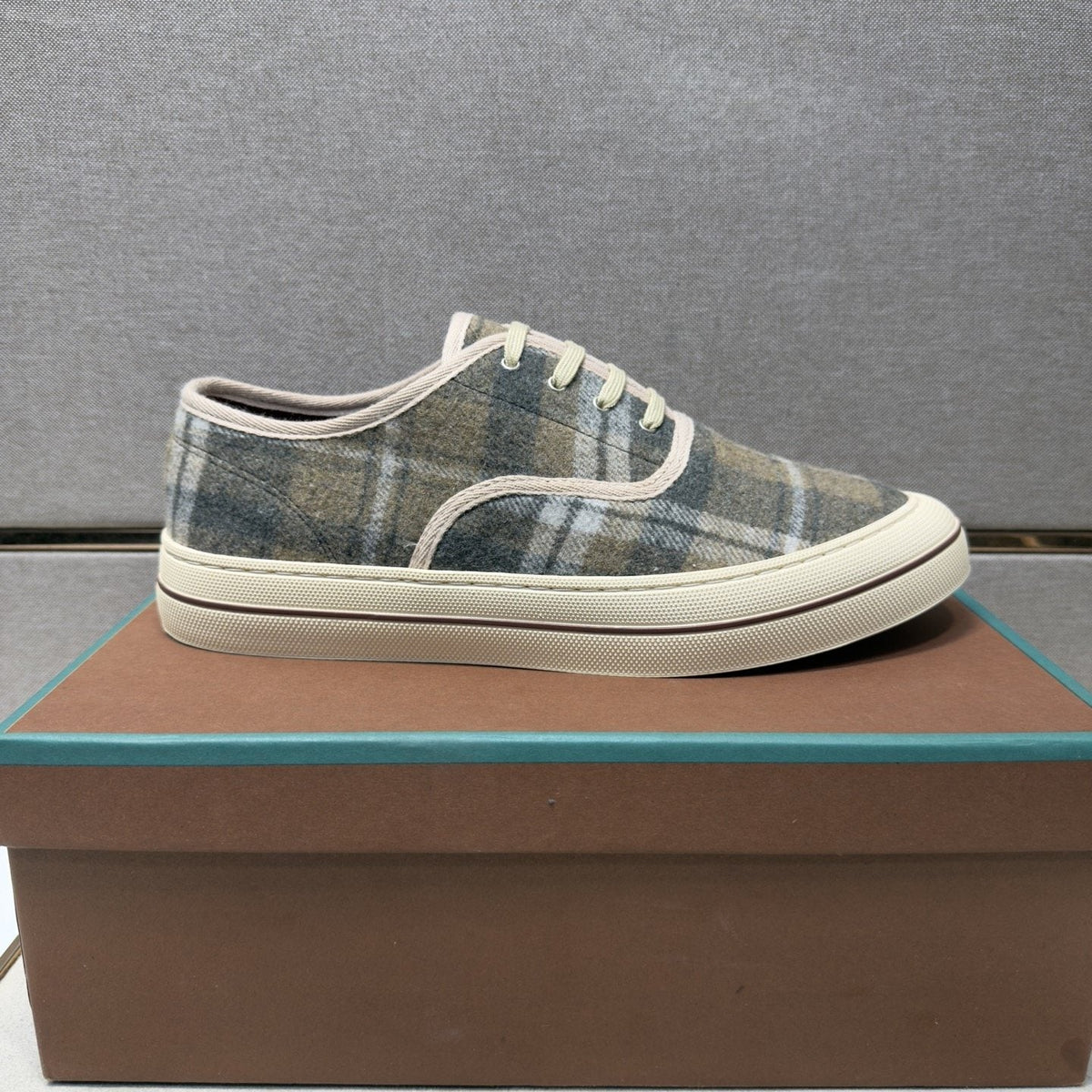 Loro Piana Plaid Low-Top Sneakers — front