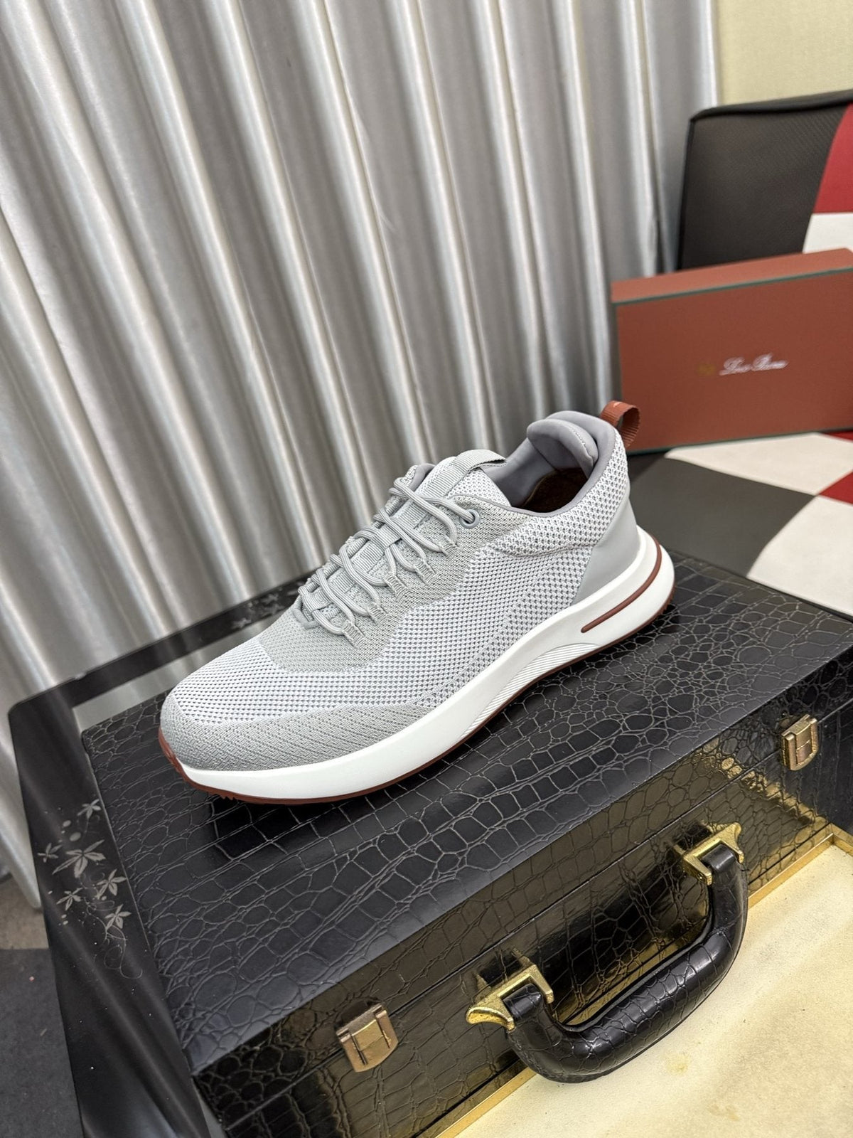Knit Lace-Up Sneakers — front