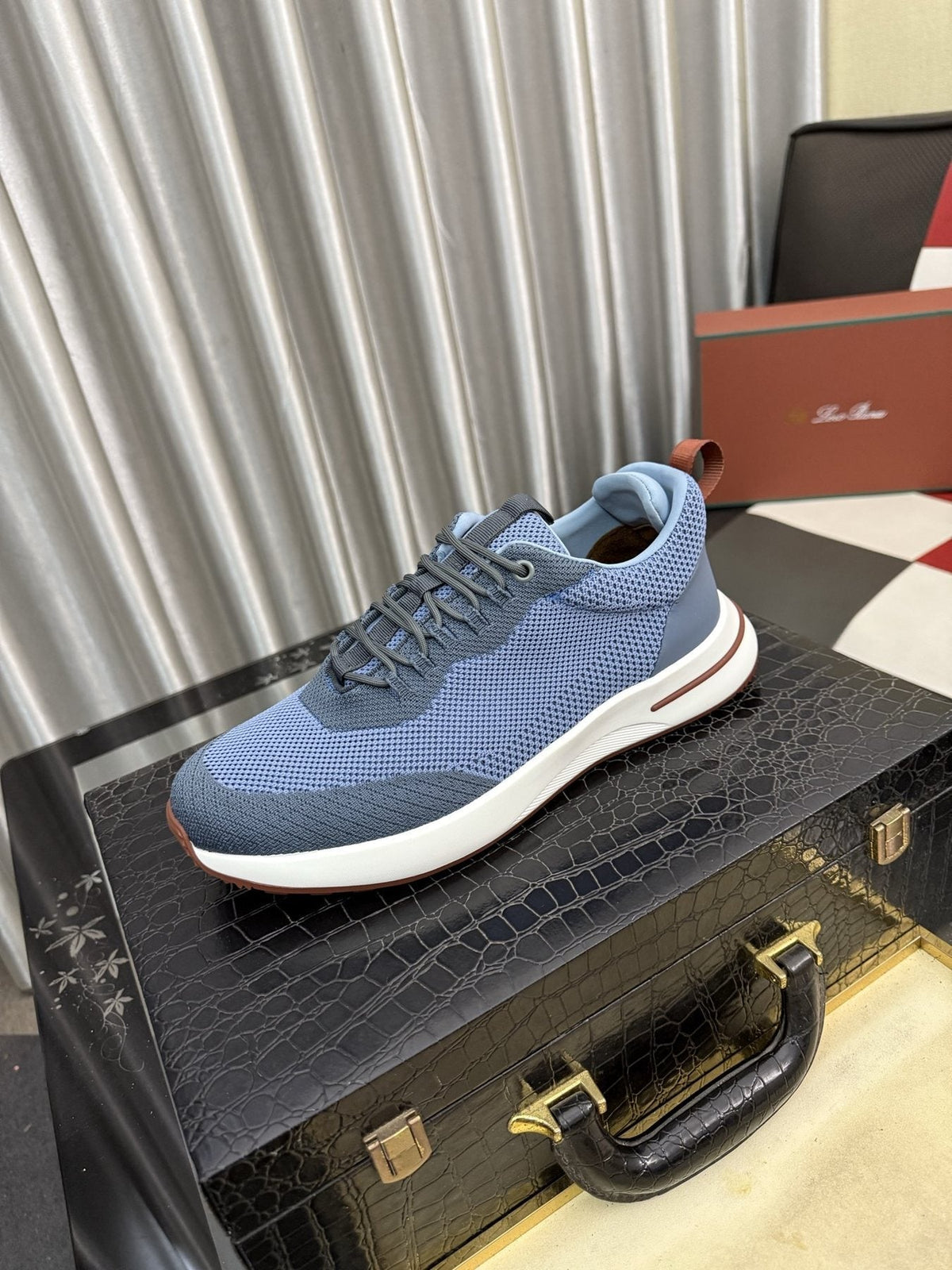 Knit Lace-Up Sneakers — front