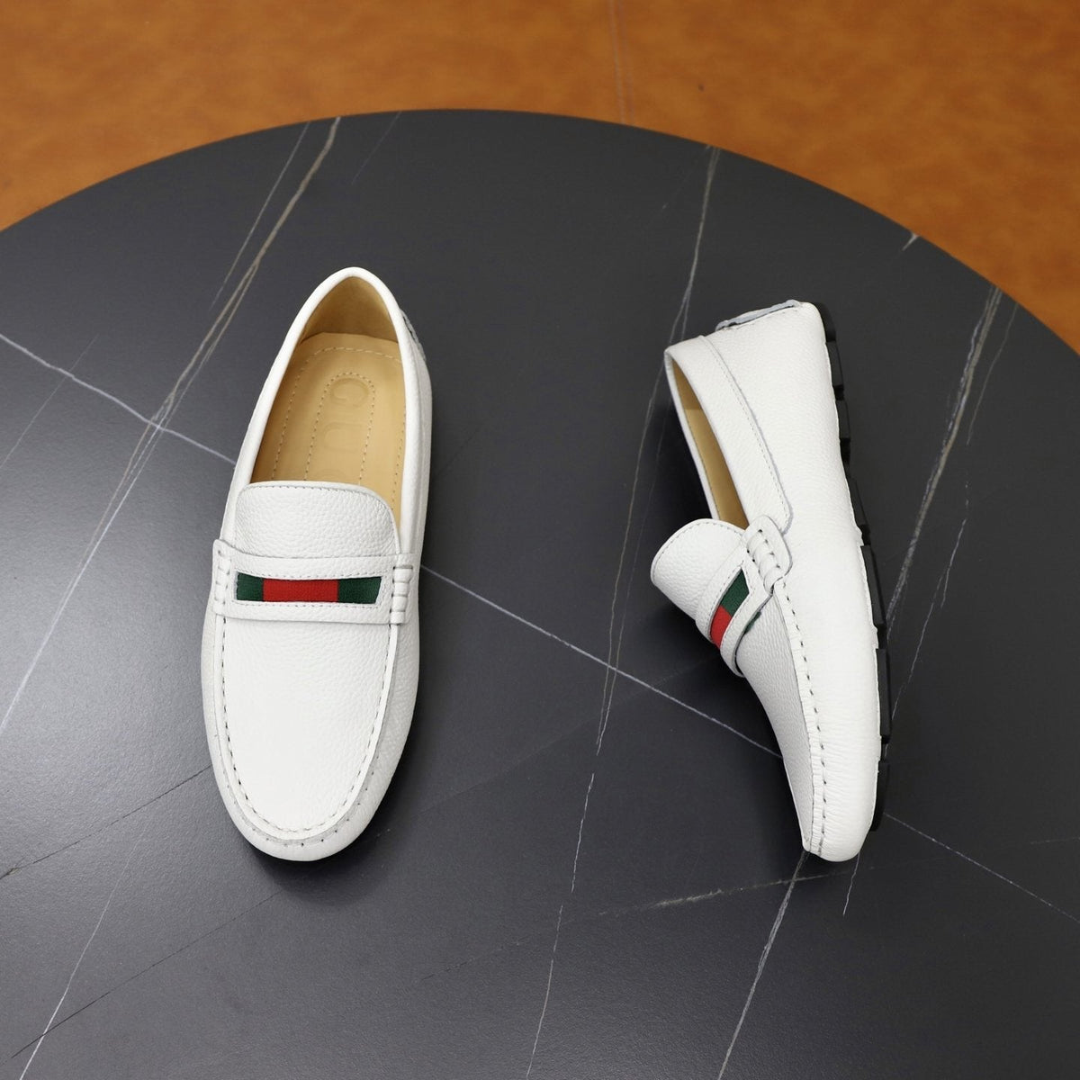 Gucci Men’s Stripe Slip-On Loafers — front