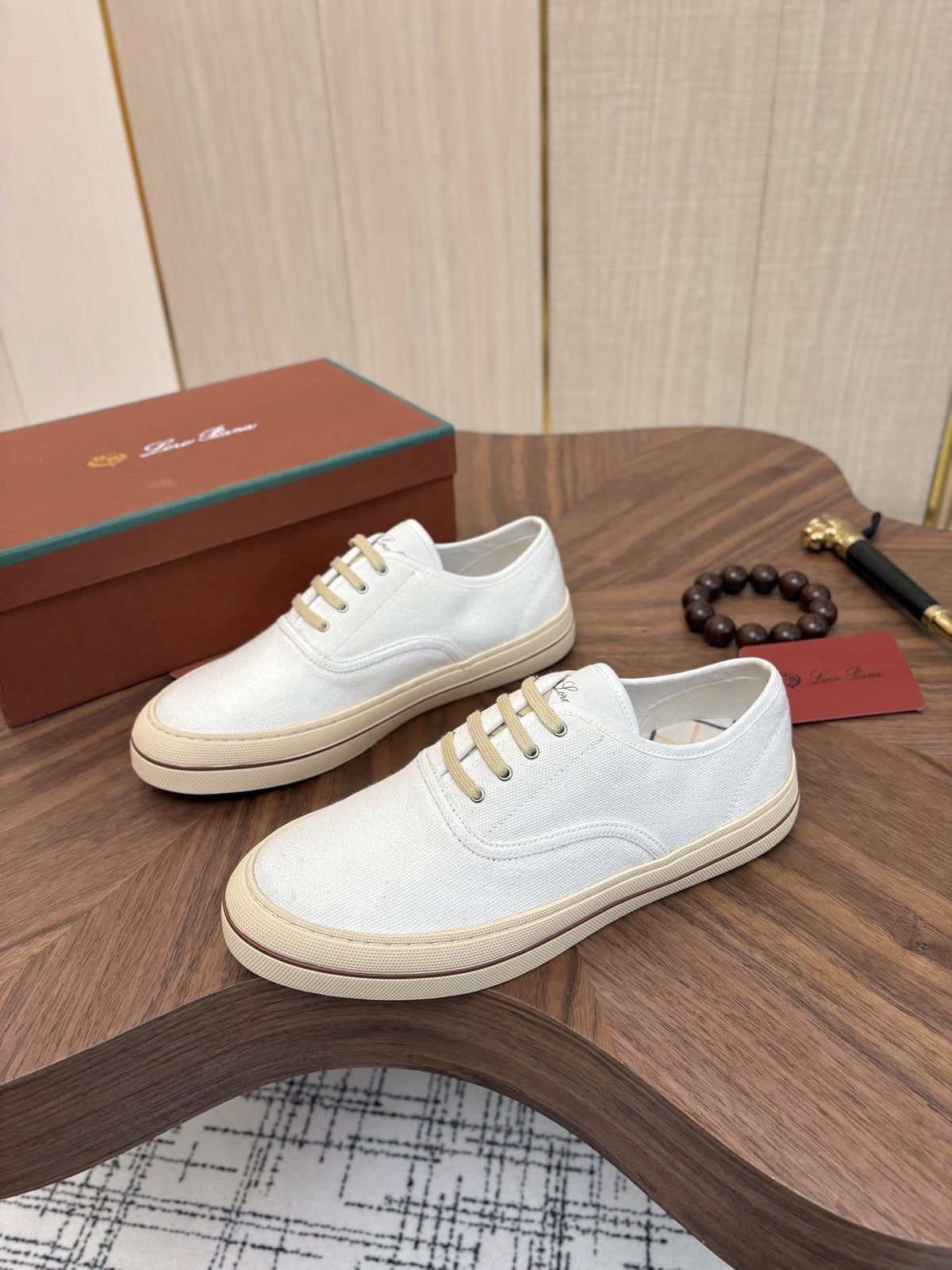 Loro Piana Low-Top Canvas Sneakers — front