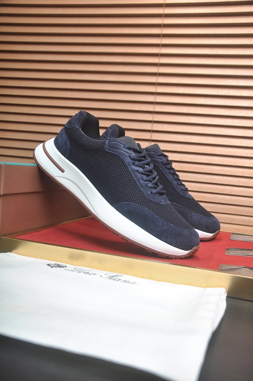 Loro Piana Textured Lace-Up Sneakers — front