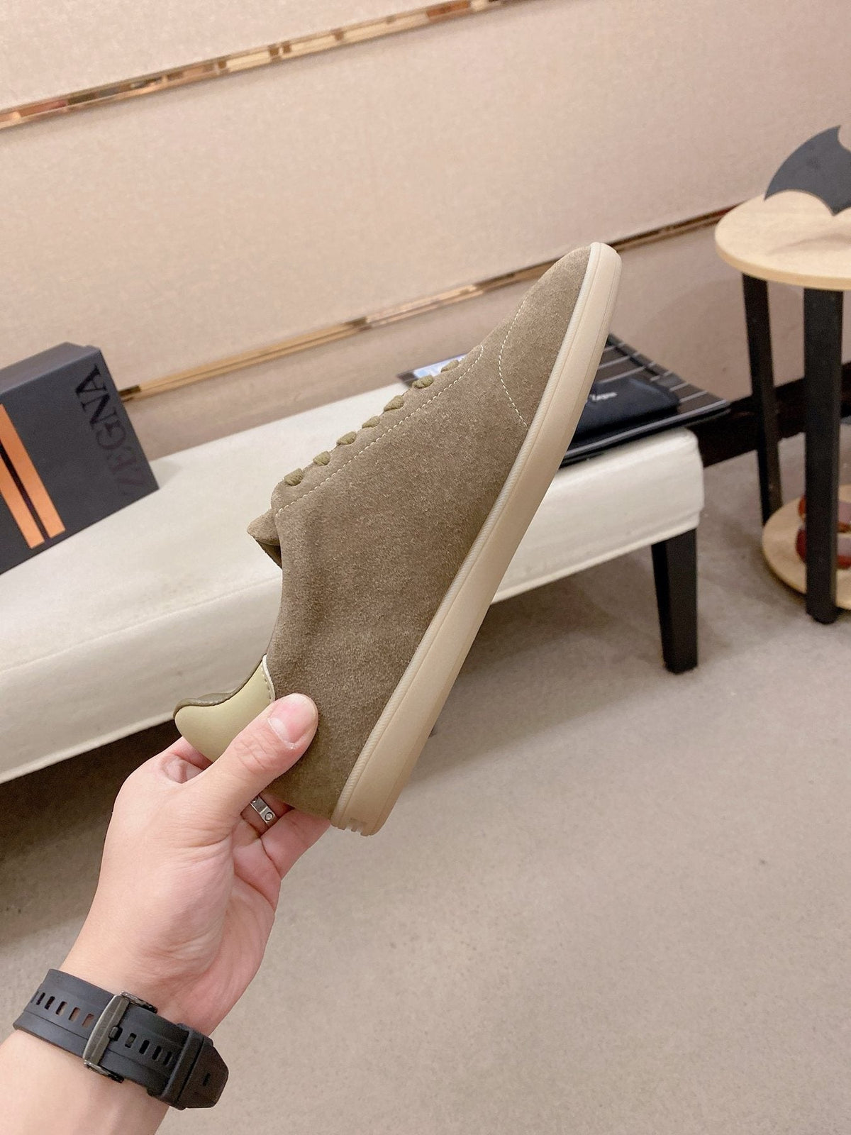 ZEGNA Suede Low-Top Sneakers — side