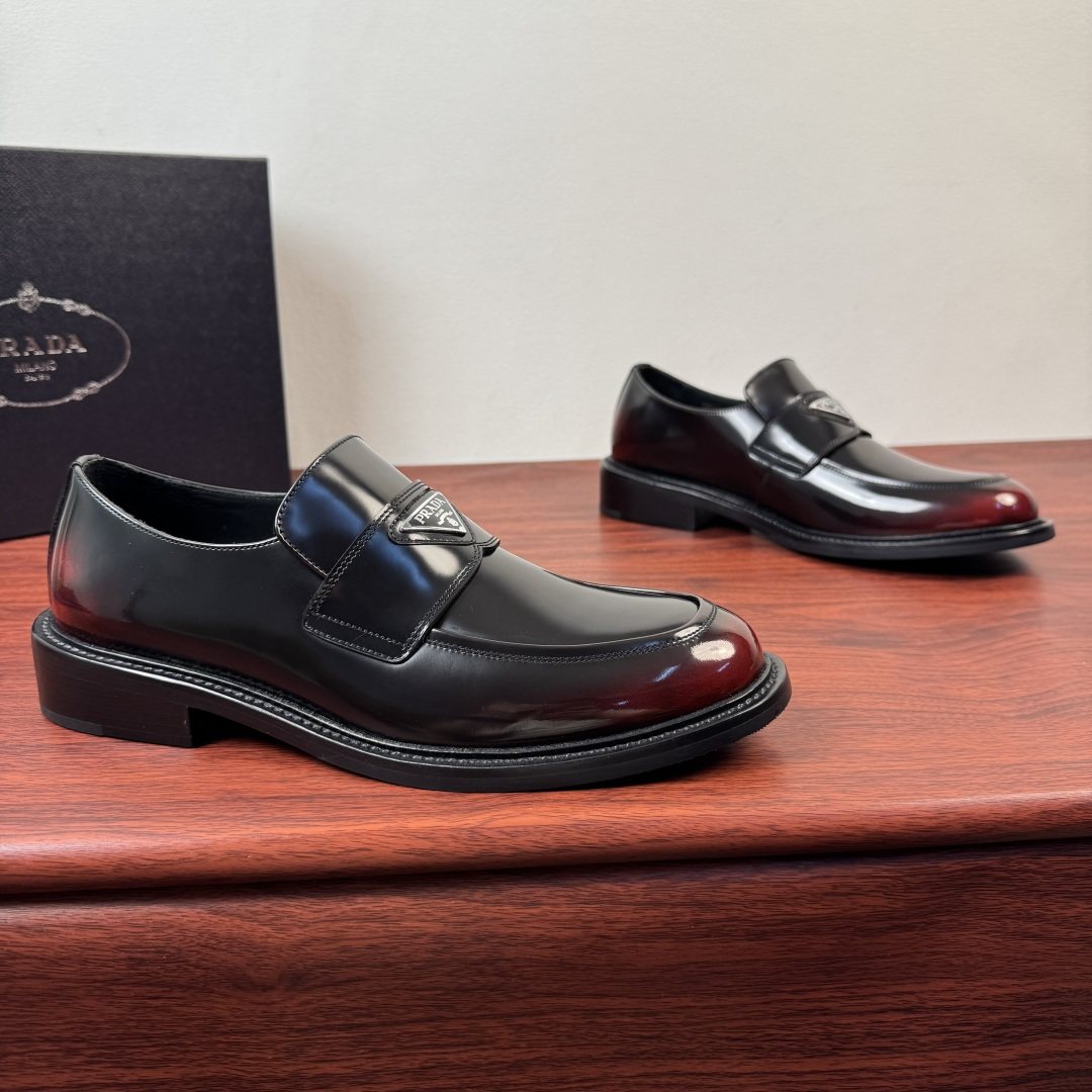 PRADA Red-Toe Leather Loafers — hero