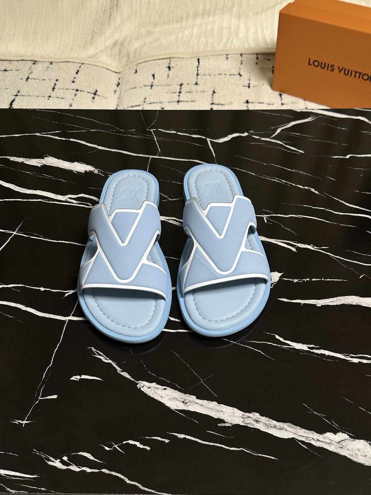 Louis Vuitton V-Detail Slide Sandals — front