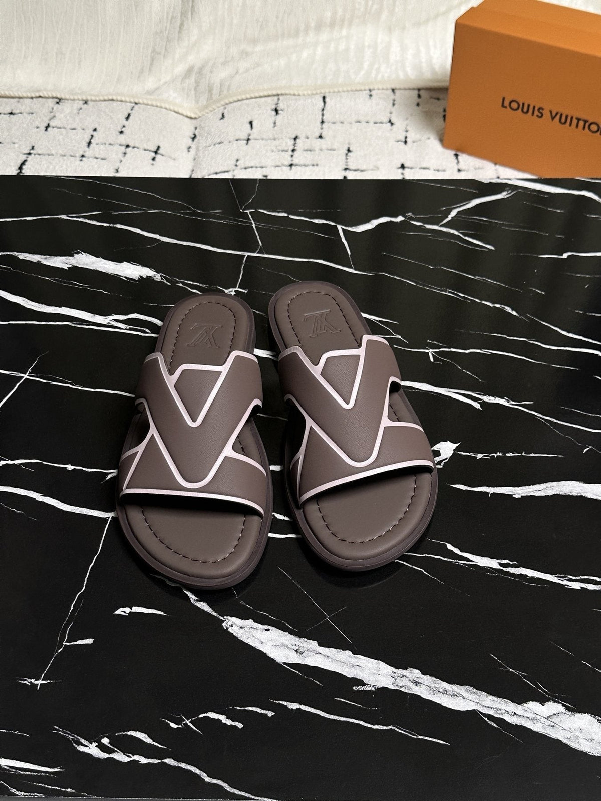 Louis Vuitton V-Detail Slide Sandals — front