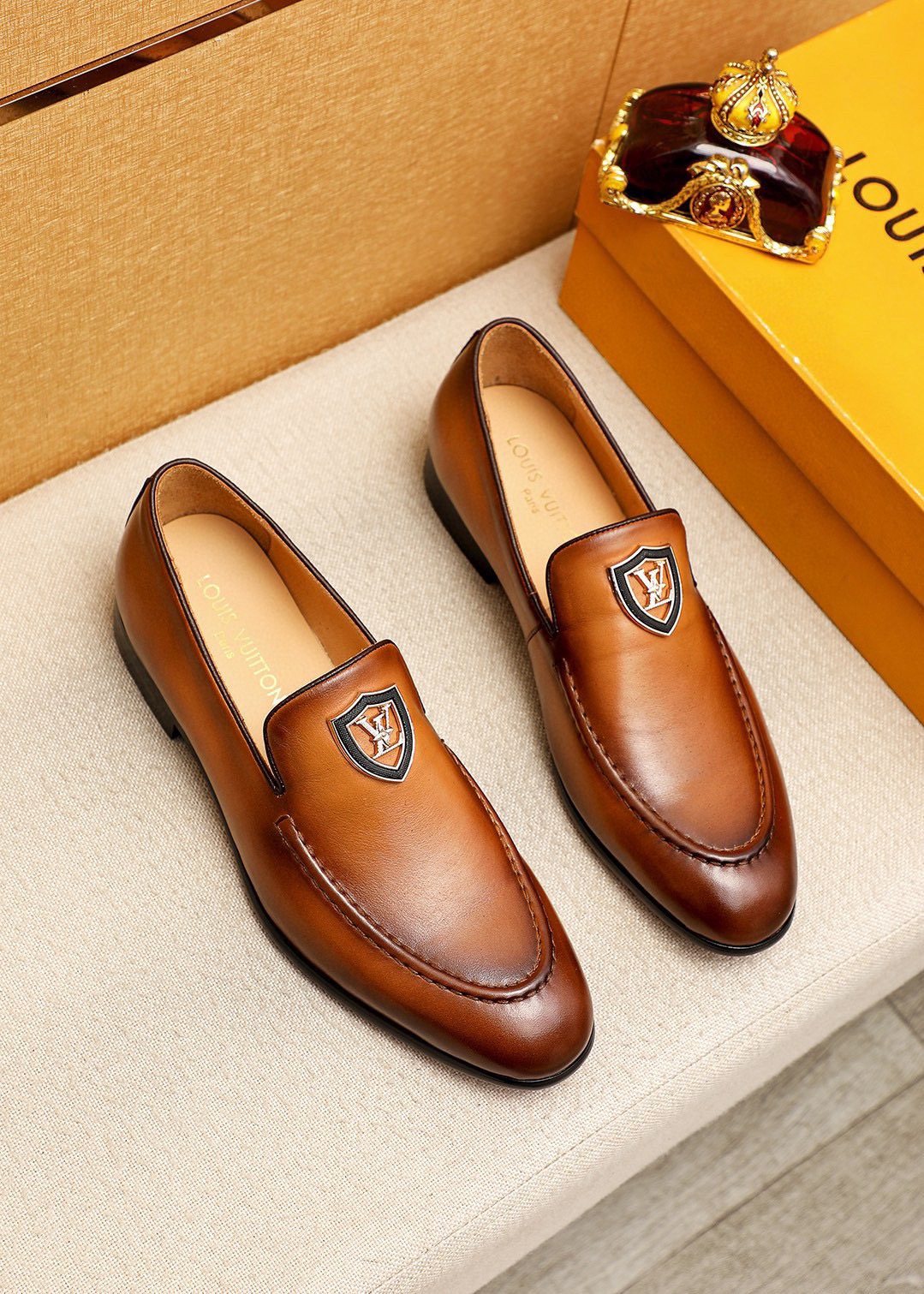Louis Vuitton Shield-Detail Slip-On Shoes — front