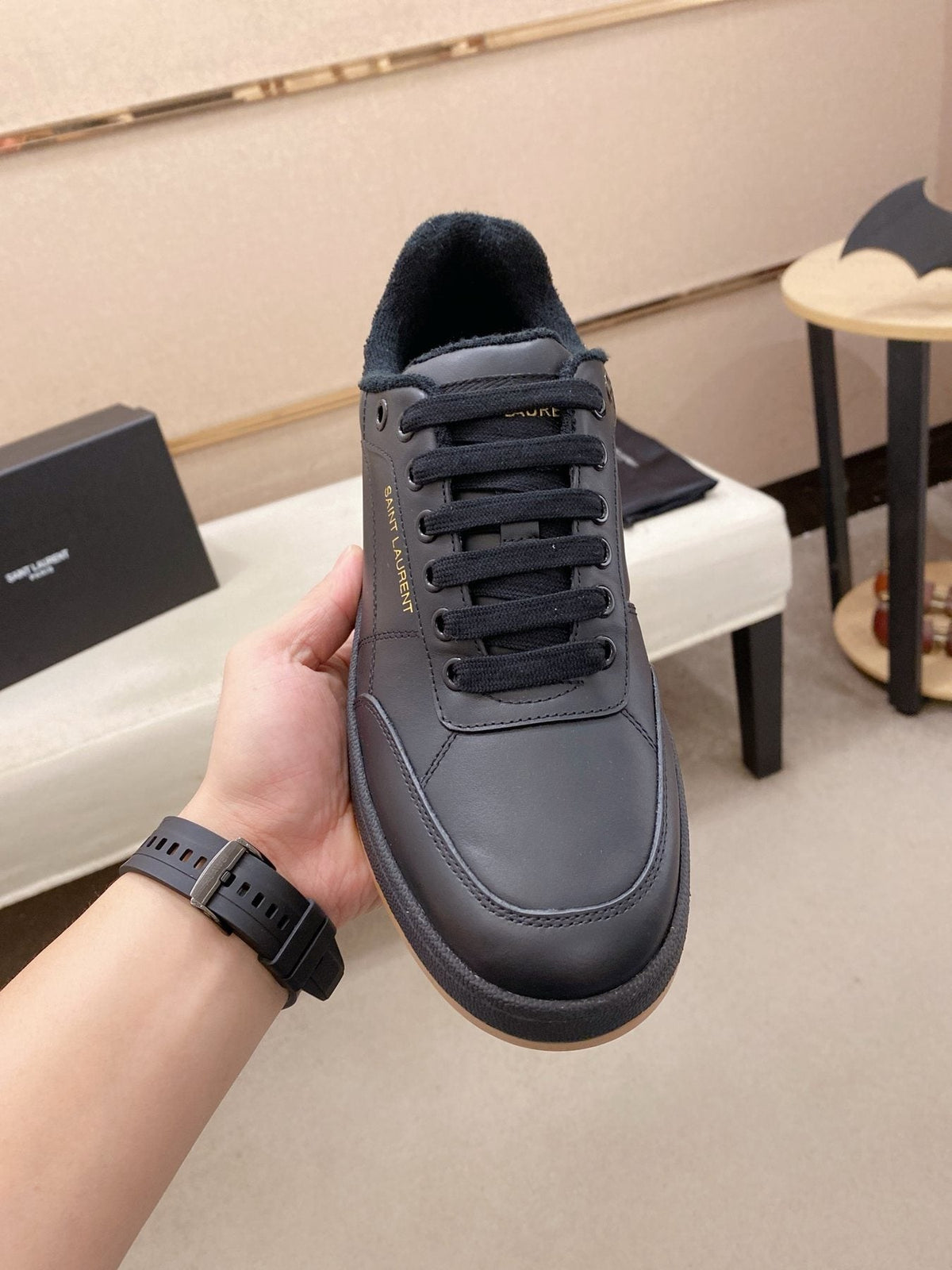 Saint Laurent Dark Gray Gum Sole Sneakers — front