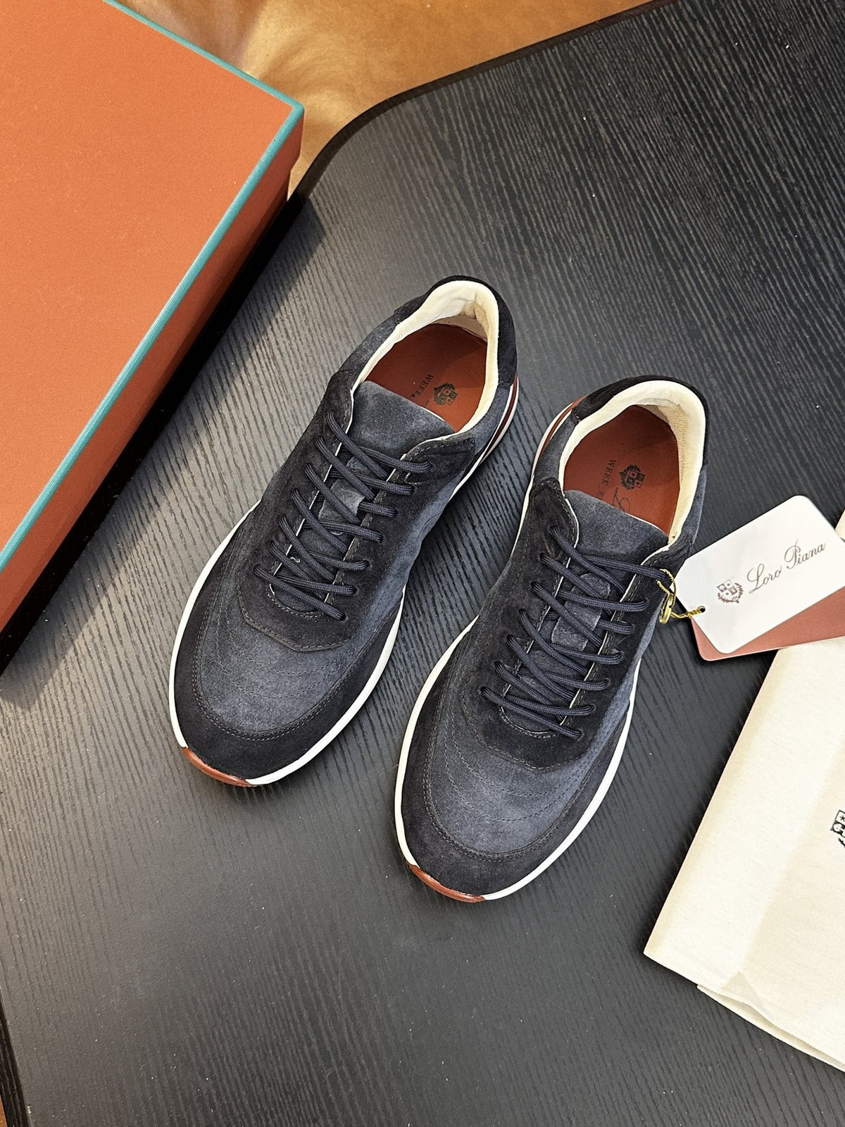 Loro Piana Taupe-Gray Low-Top Sneakers — front