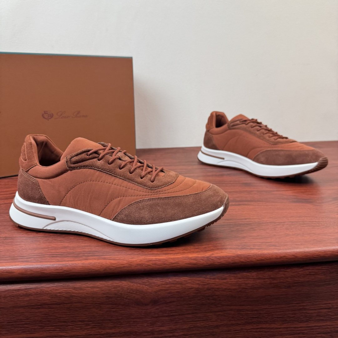 Loro Piana Light Gray Low-Top Sneakers — front