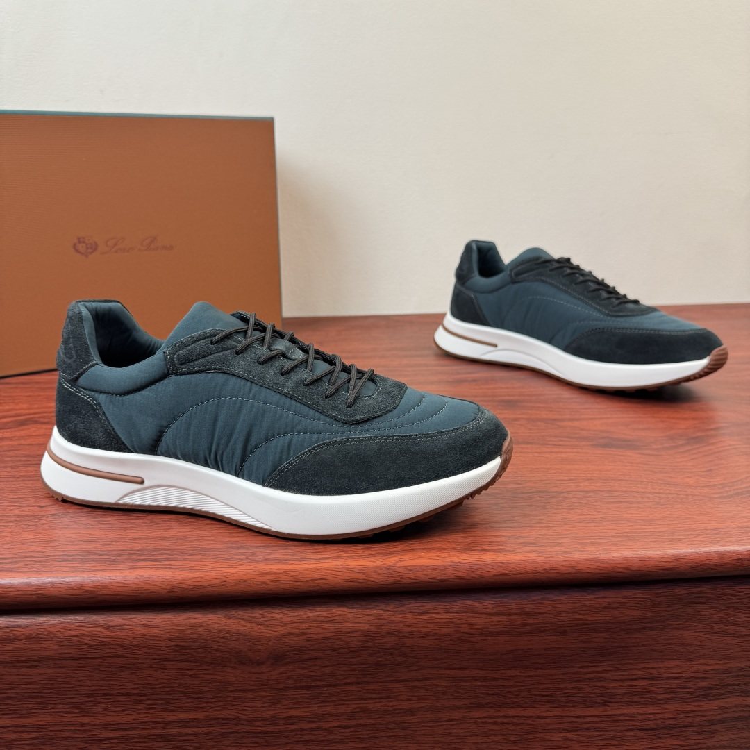 Loro Piana Light Gray Low-Top Sneakers — front