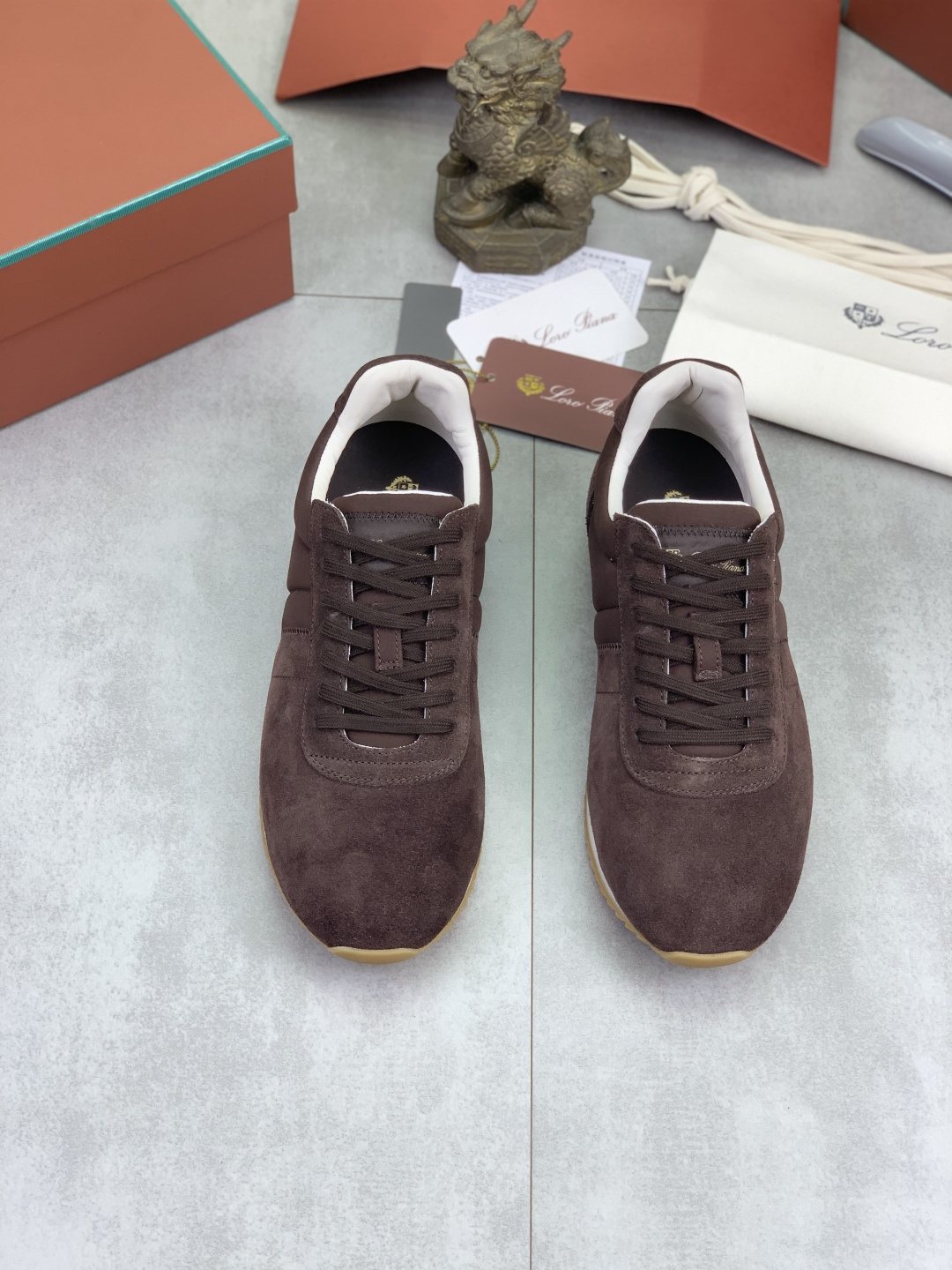 Loro Piana Black Low-Top Sneakers — front