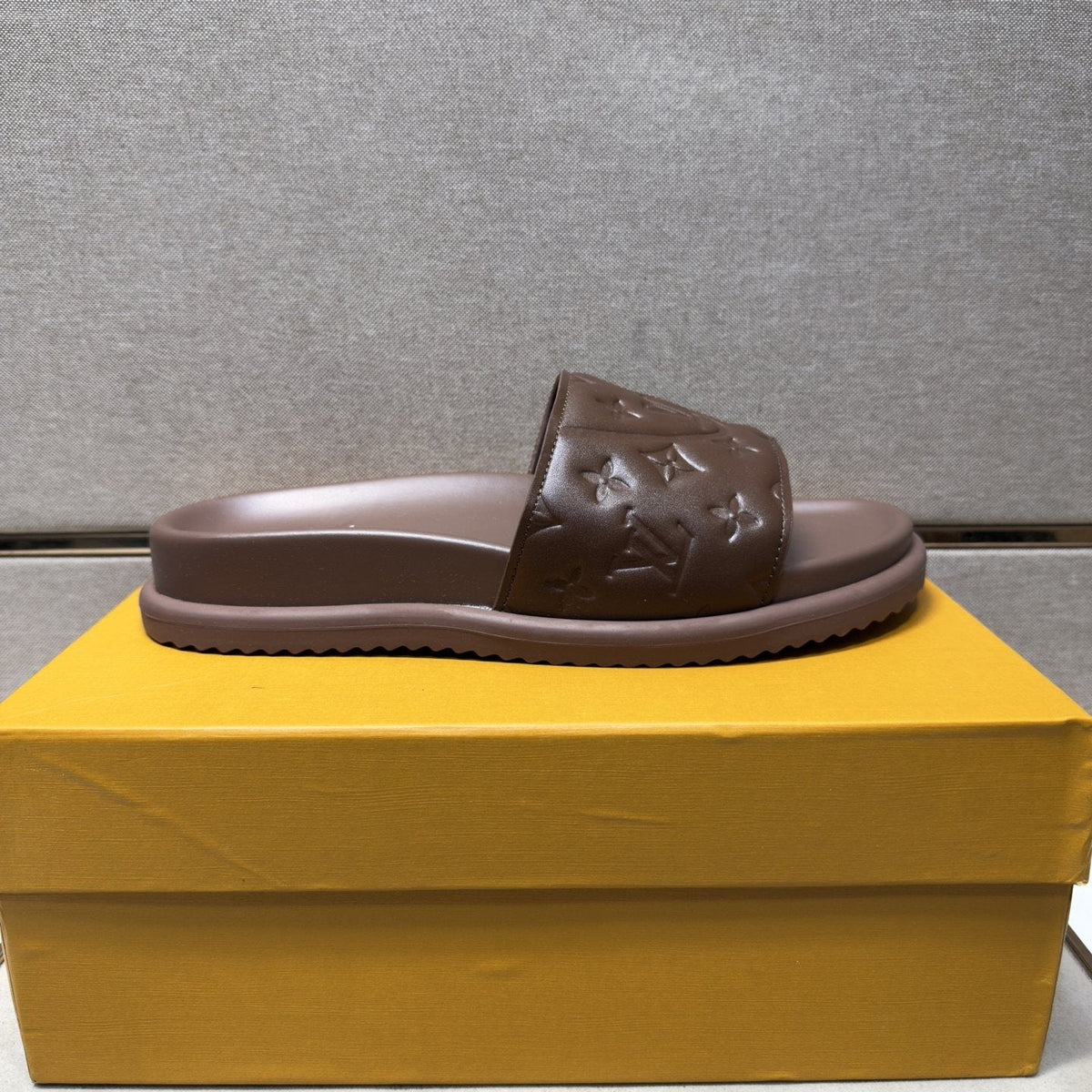 Louis Vuitton Embossed Strap Slide Sandals — front