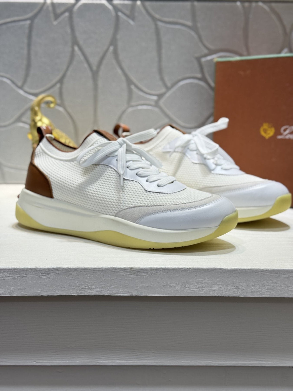 Loro Piana Mesh Lace-Up Sneakers — front