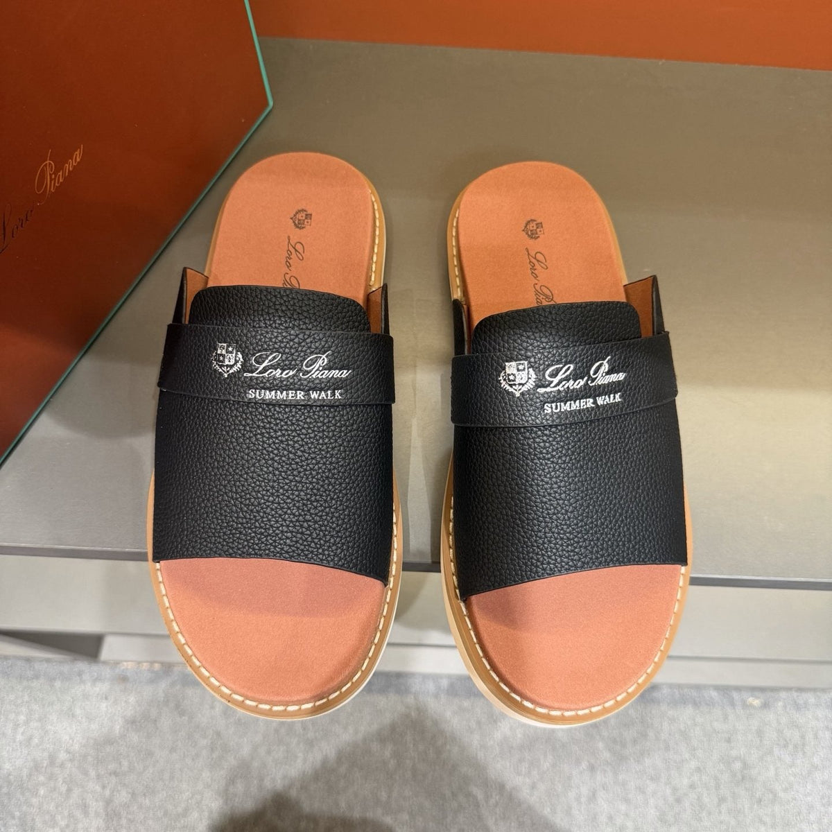 Loro Piana Summer Walk Slide Sandals — front