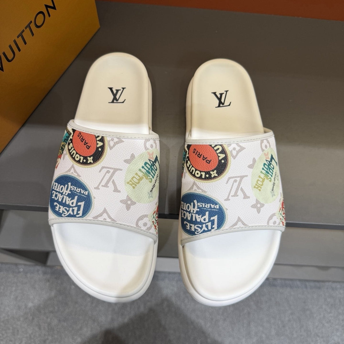 Louis Vuitton Graphic Strap Slide Sandals — front