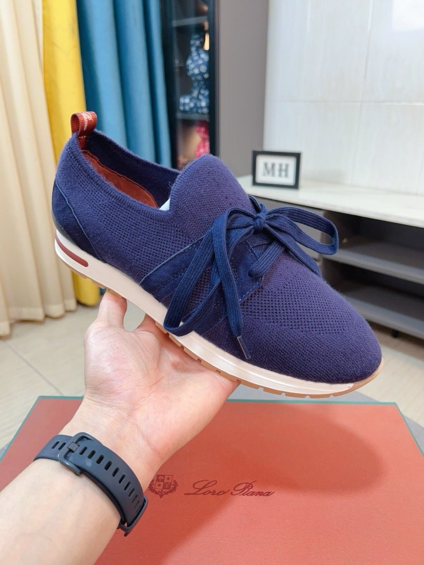Loro Piana Knit Lace-Up Sneakers — front