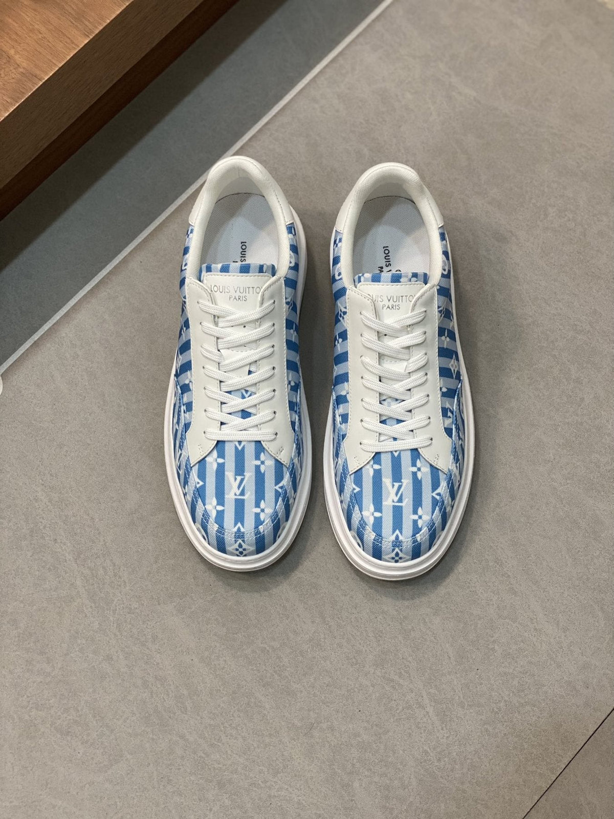 Louis Vuitton Navy Monogram Low-Top Sneakers — front