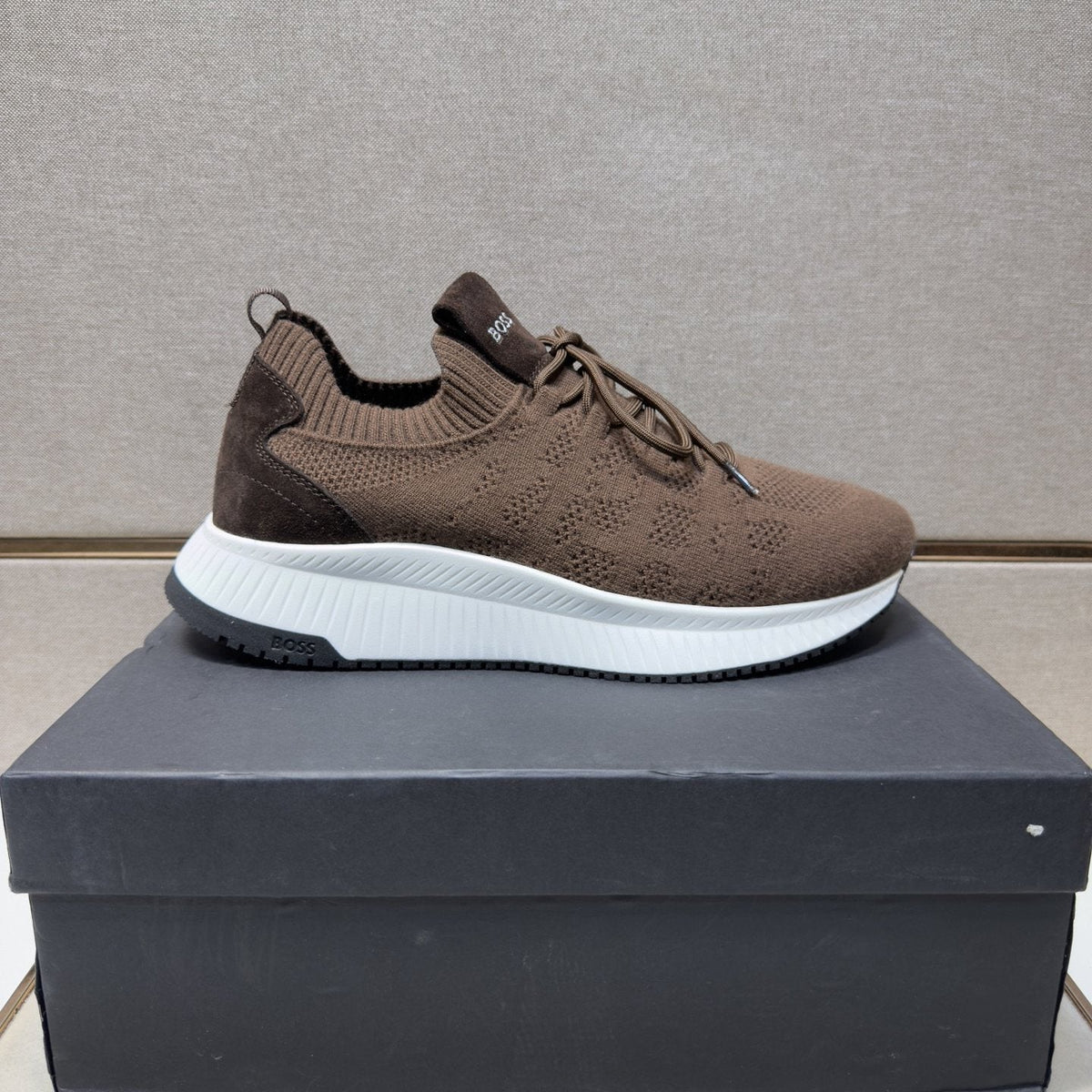 HUGO BOSS Men's Knit Lace-Up Sneakers — front