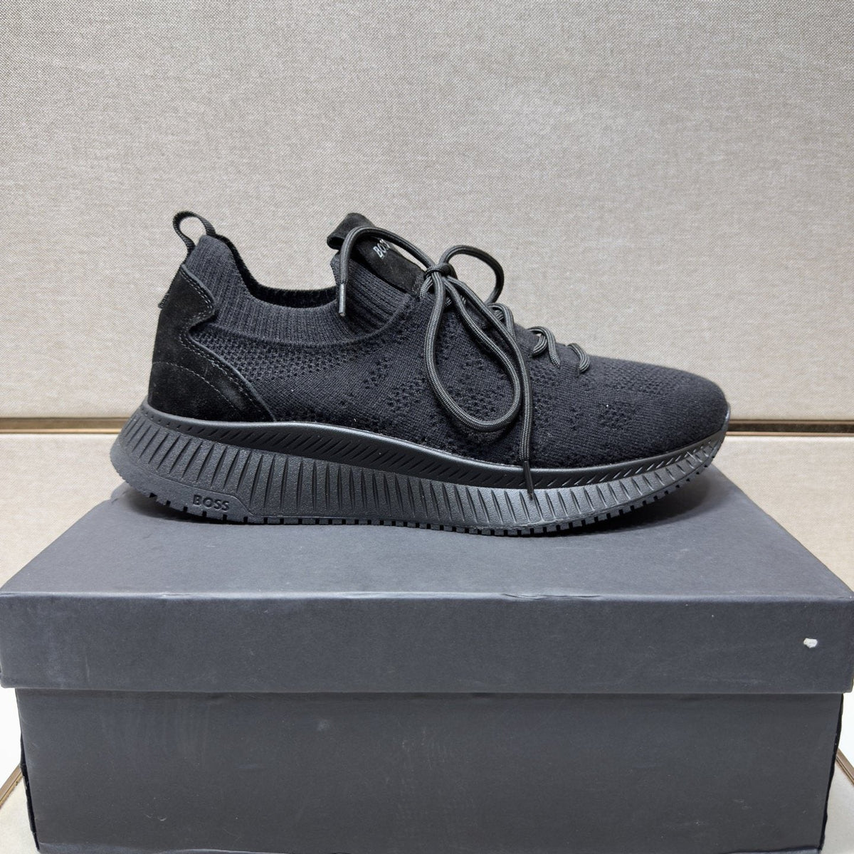 HUGO BOSS Men's Knit Lace-Up Sneakers — front